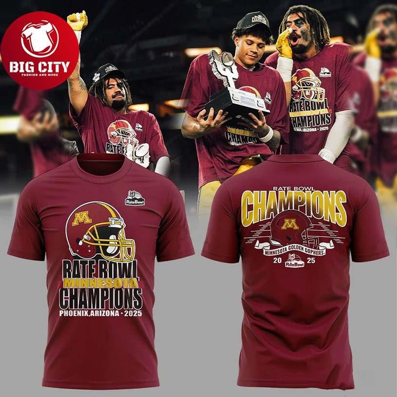 Minnesota Golden Gophers 2025 Champions Rate Bowl Two Sided Shirt Unisex T-shirt, Sweatshirt, Hoodie, Long Sleeve Tee - T-Shirt, Sweatshirt, Hoodie