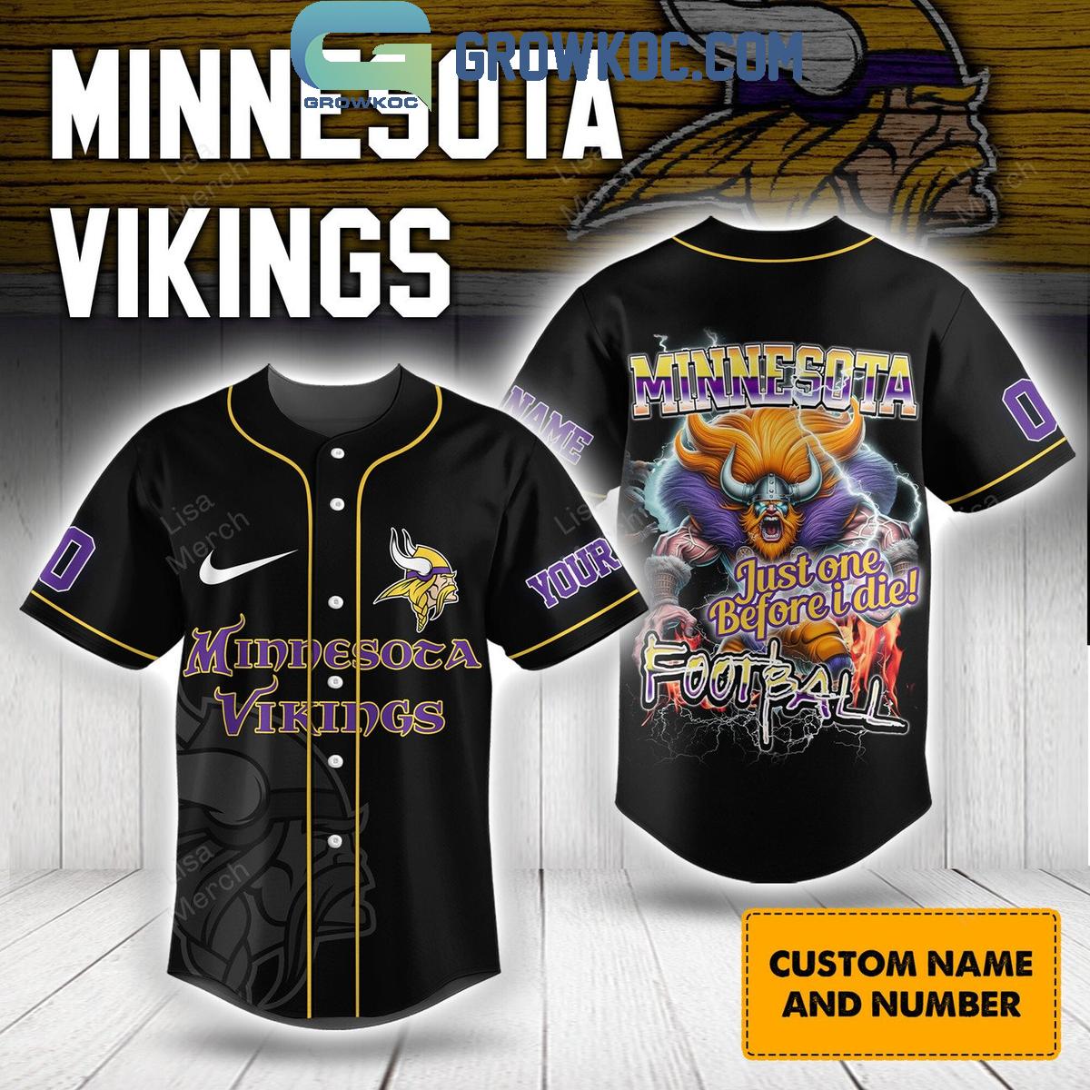 Minnesota Vikings Just One Before I Die Personalized Baseball Jersey baseball jersey product view 1