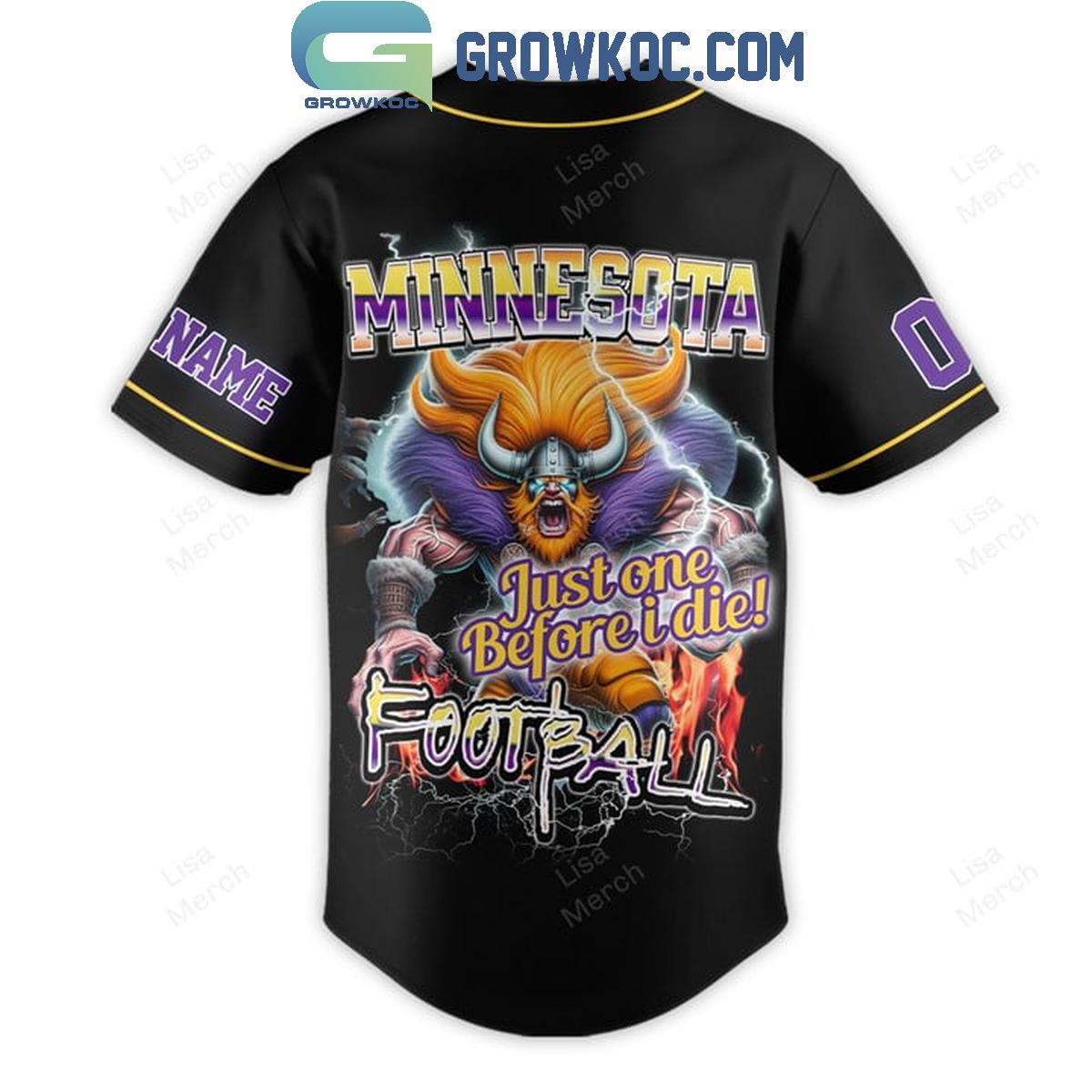 Minnesota Vikings Just One Before I Die Personalized Baseball Jersey baseball jersey product view 3