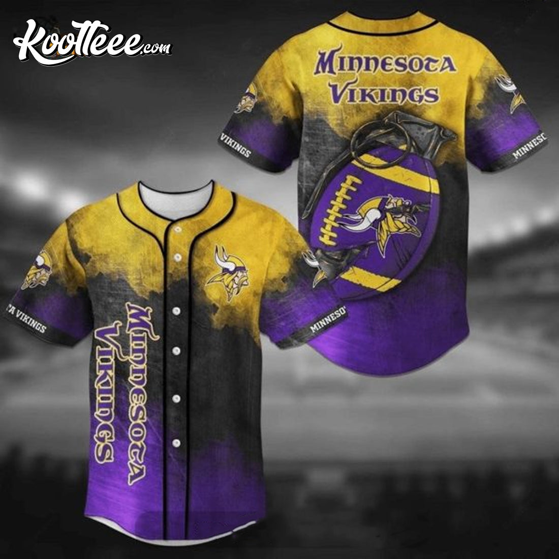 Minnesota Vikings Logo Baseball Jersey baseball jersey product view 1