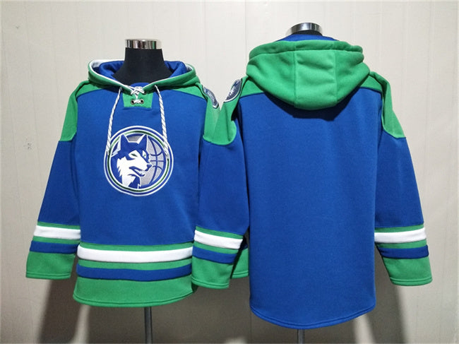 Minnesota Timberwolves Blank Royal Lace-Up Pullover Hoodie Basketball Jersey basketball jersey product view 1