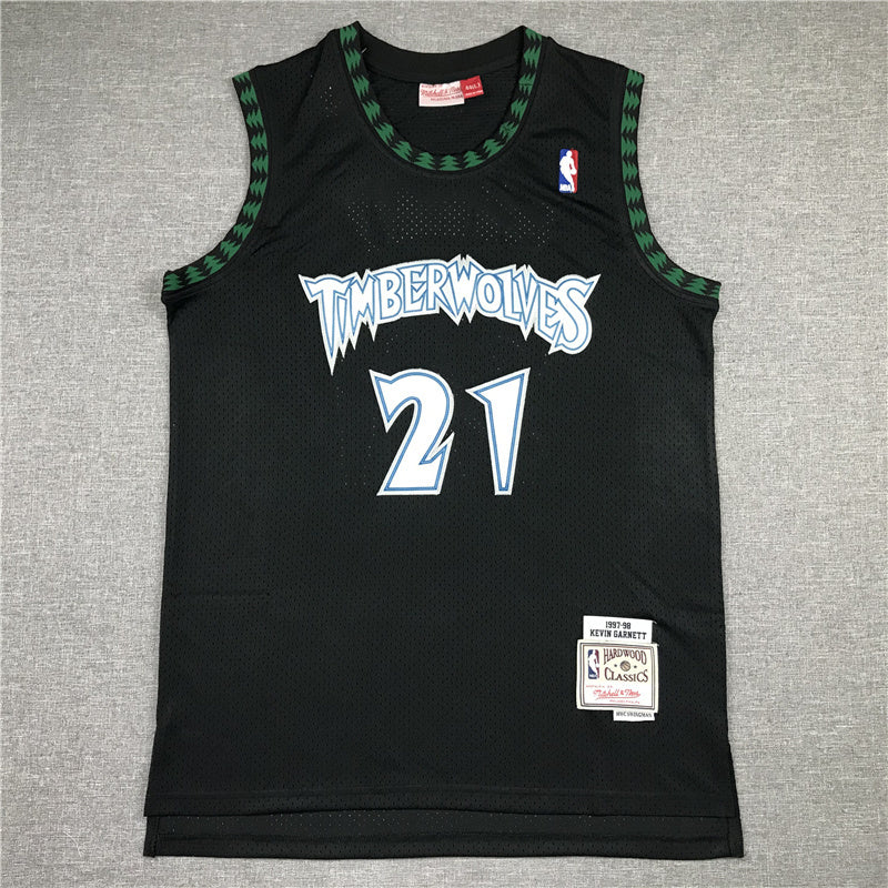 Minnesota Timberwolves Timberwolves 21 Black Retro Logo Style 2 Basketball Jersey basketball jersey product view 1