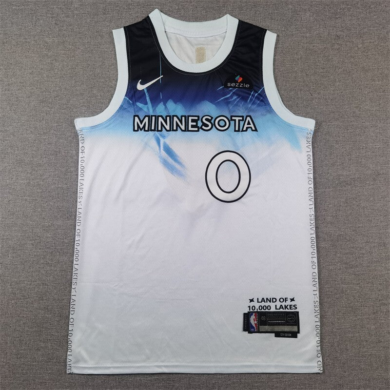Minnesota Timberwolves #0 Rob Dillingham Timberwolves 0 White City Edition s-xxl Style 2 Basketball Jersey basketball jersey product view 1