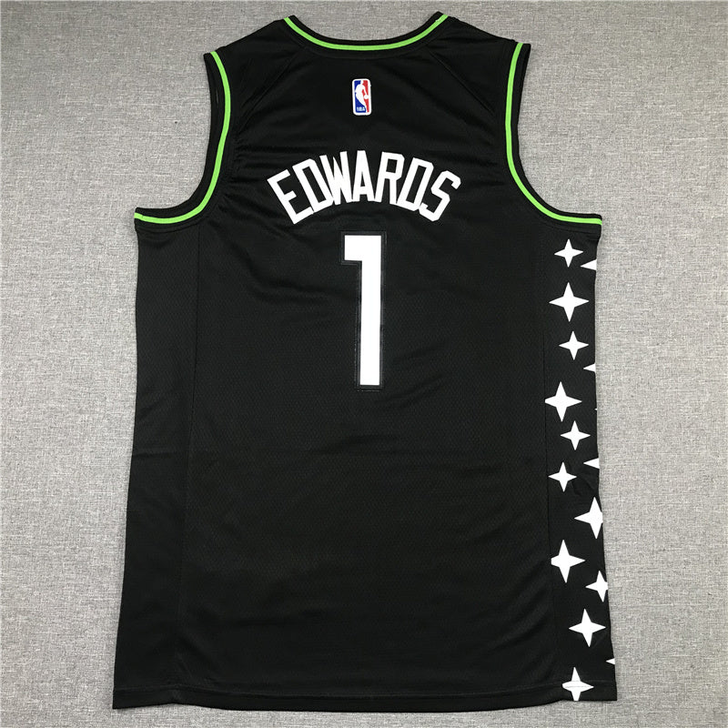 Minnesota Timberwolves #1 Anthony Edwards 21 Timberwolves 1 Black City Edition Style 1 Basketball Jersey basketball jersey product view 1