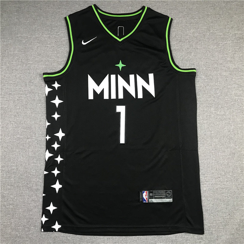 Minnesota Timberwolves #1 Anthony Edwards 21 Timberwolves 1 Black City Edition Style 2 Basketball Jersey basketball jersey product view 1