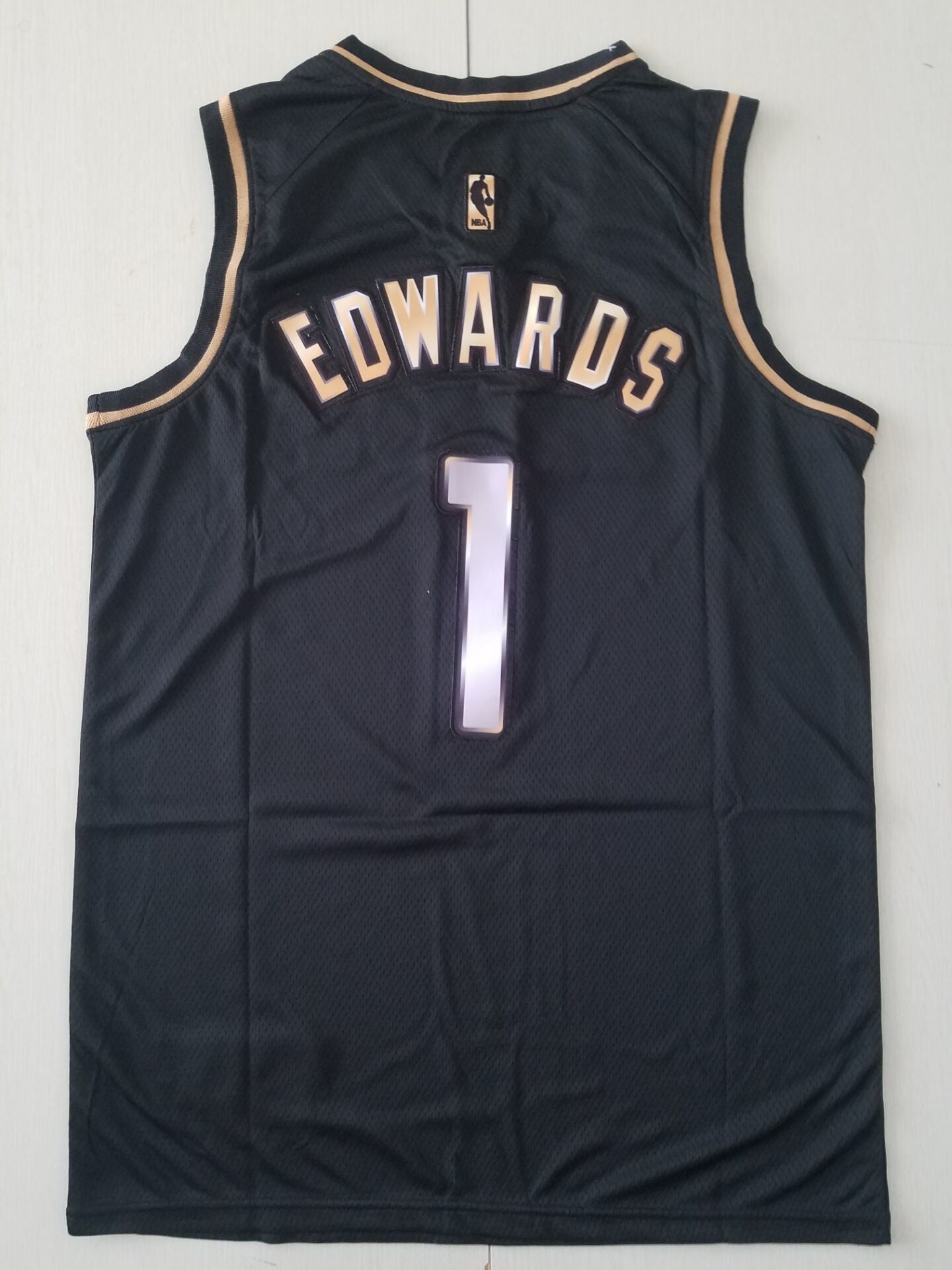 Minnesota Timberwolves #1 Anthony Edwards Timberwolves 1 Black Gold S-XXL Style 1 Basketball Jersey basketball jersey product view 1