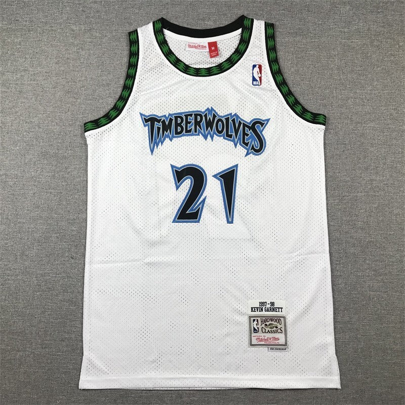 Minnesota Timberwolves #21 Kevin Garnett Timberwolves 21 Retro White s-xxl Style 2 Basketball Jersey basketball jersey product view 1