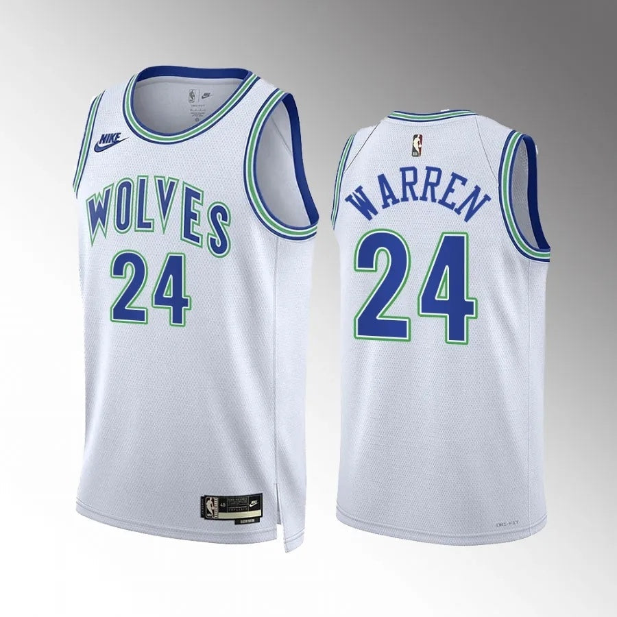 Minnesota Timberwolves #24 TJ Warren White Classic Edition Men Jersey Basketball Jersey basketball jersey product view 1