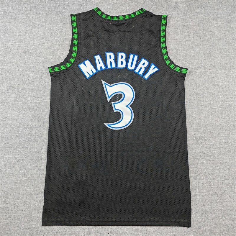 Minnesota Timberwolves #3 Stepeon Marbury Timberwolves 3 Retro Black s-xxl Style 1 Basketball Jersey basketball jersey product view 1