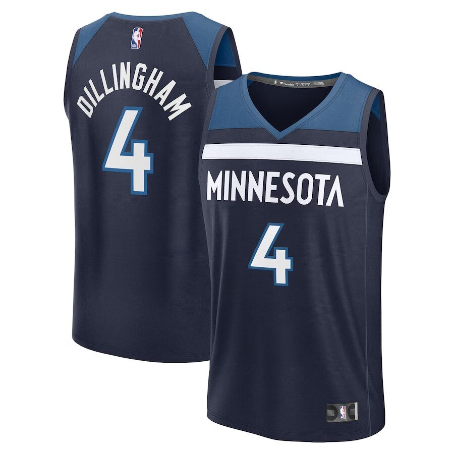 Minnesota Timberwolves #4 Rob Dillingham 2024 NBA Draft Fast Break Player Jersey - Icon Edition - Navy basketball jersey product view 1