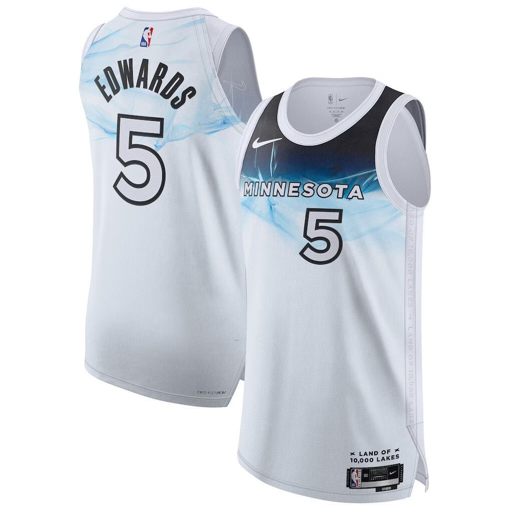 Minnesota Timberwolves #5 Anthony Edwards 202425 Authentic Player Jersey - City Edition - White basketball jersey product view 1