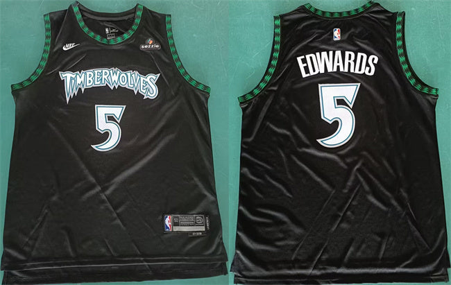 Minnesota Timberwolves #5 Anthony Edwards Black Basketball Jersey basketball jersey product view 1