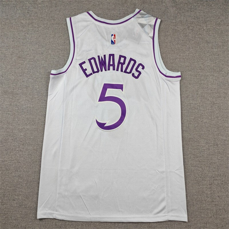 Minnesota Timberwolves #5 Anthony Edwards Timberwolves 5 White Purple s-xxl Style 1 Basketball Jersey basketball jersey product view 1