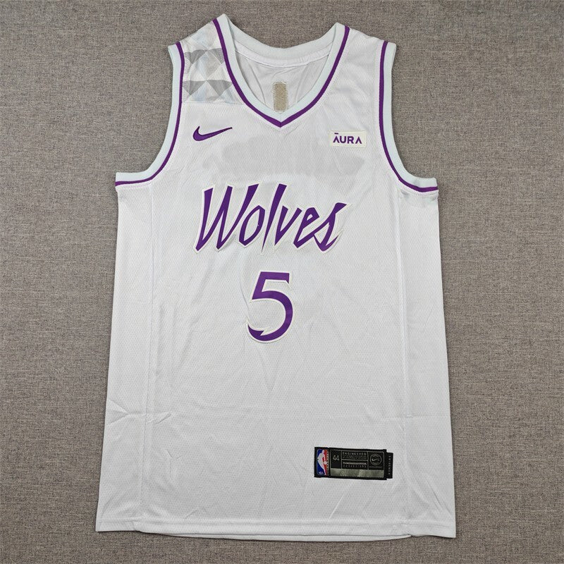 Minnesota Timberwolves #5 Anthony Edwards Timberwolves 5 White Purple s-xxl Style 2 Basketball Jersey basketball jersey product view 1