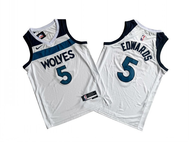 Minnesota Timberwolves #5 Anthony Edwards Timberwolves 5 # White Fan Edition -- Anthony . Edwards basketball jersey product view 1