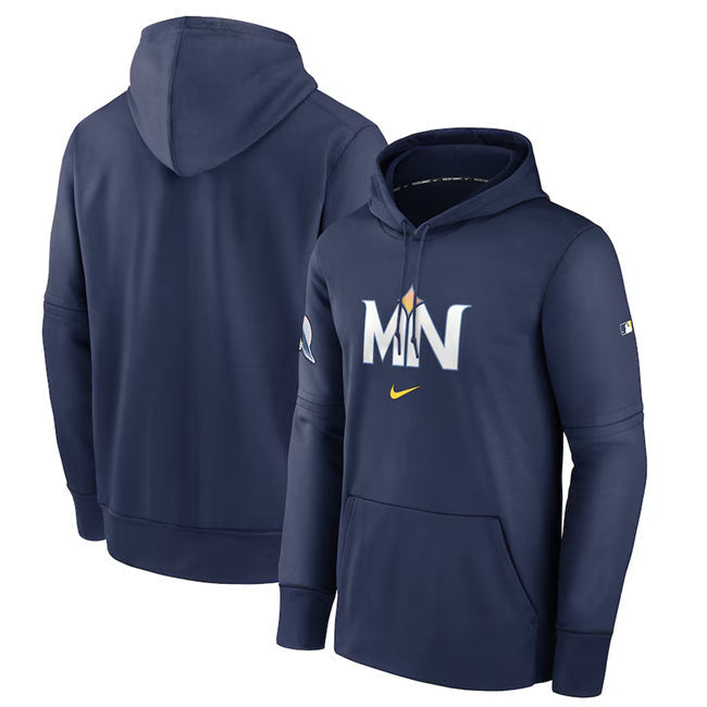 Minnesota Twins Navy 2024 City Connect Collection Practice Performance Pullover Baseball Jersey baseball jersey product view 1