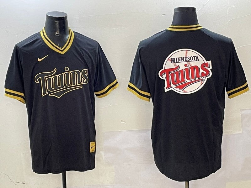 Minnesota Twins Twins Black Gold Adult Style 1 Baseball Jersey baseball jersey product view 1