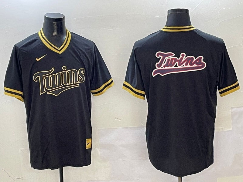 Minnesota Twins Twins Black Gold Adult Style 2 Baseball Jersey baseball jersey product view 1