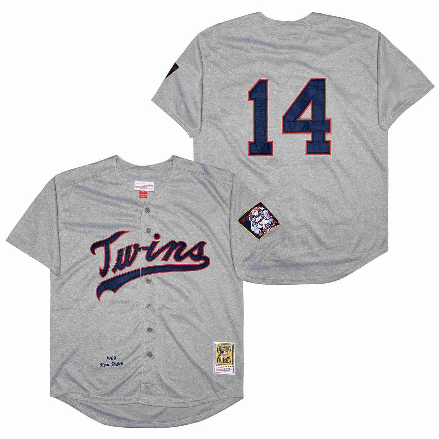 Minnesota Twins #14 Kent Hrbek Twins 14 Hemp Gray 1969 Retro Style 1 Baseball Jersey baseball jersey product view 1
