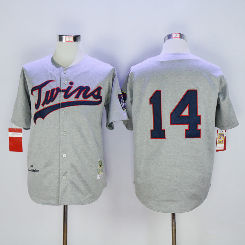 Minnesota Twins #14 Kent Hrbek Twins 14 Hemp Gray 1969 Retro Style 2 Baseball Jersey baseball jersey product view 1