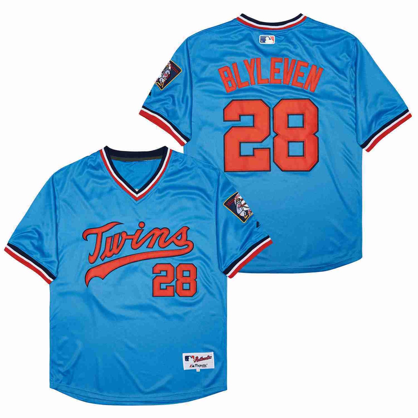 Minnesota Twins #28 Bert Blyleven Twins 28 Blue Inverted Baseball Jersey baseball jersey product view 1