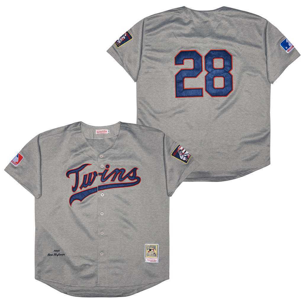 Minnesota Twins #28 Bert Blyleven Twins 28 Hemp Gray 1969 Retro Style 1 Baseball Jersey baseball jersey product view 1