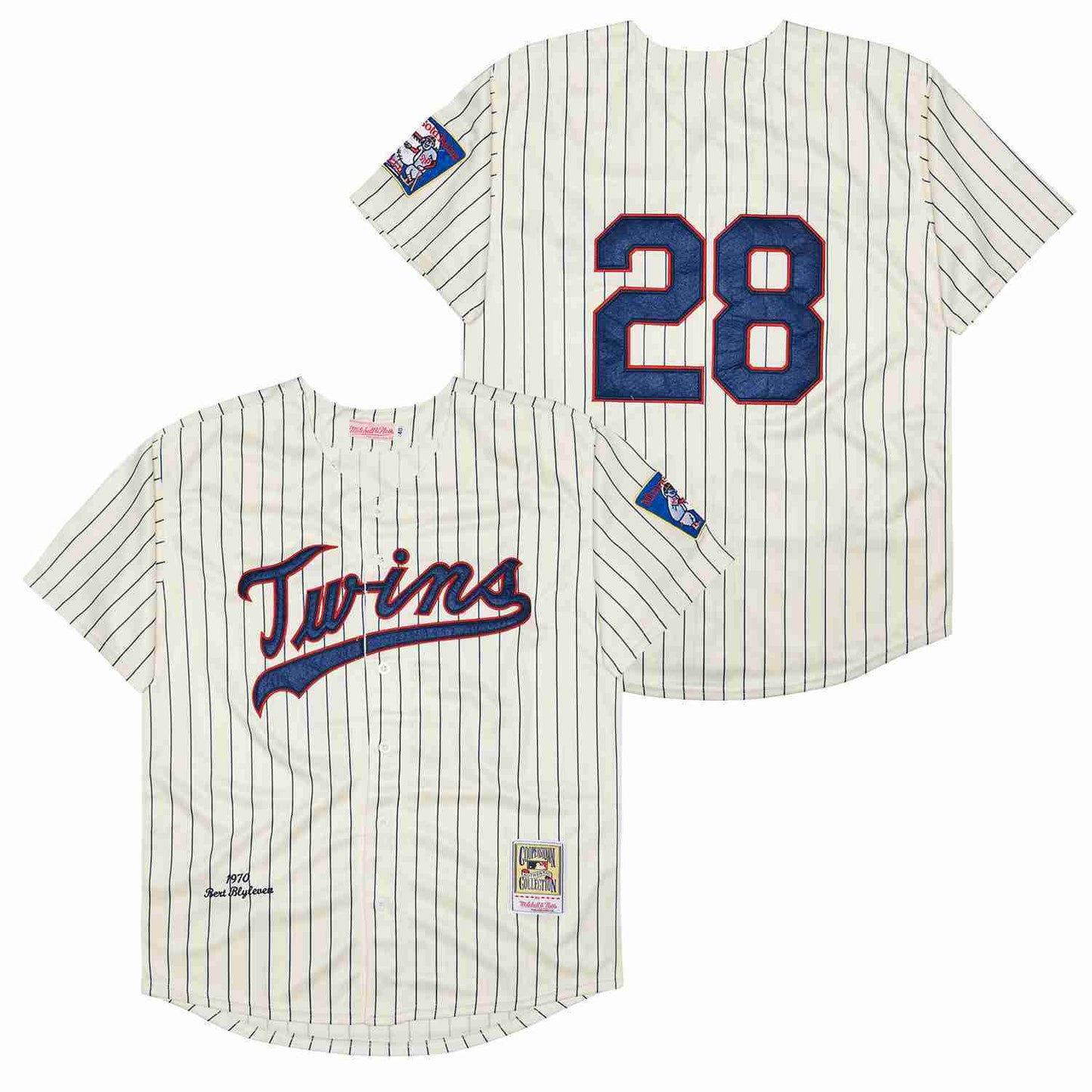 Minnesota Twins #28 Bert Blyleven Twins 28 Off-White Navy 1970 Retro Baseball Jersey baseball jersey product view 1