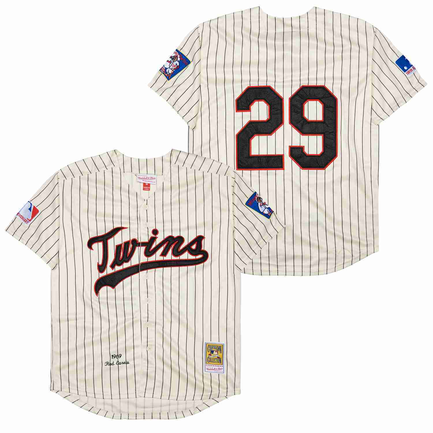 Minnesota Twins #29 Rod Carew Twins 29 Off-White Navy 1969 Retro Baseball Jersey baseball jersey product view 1
