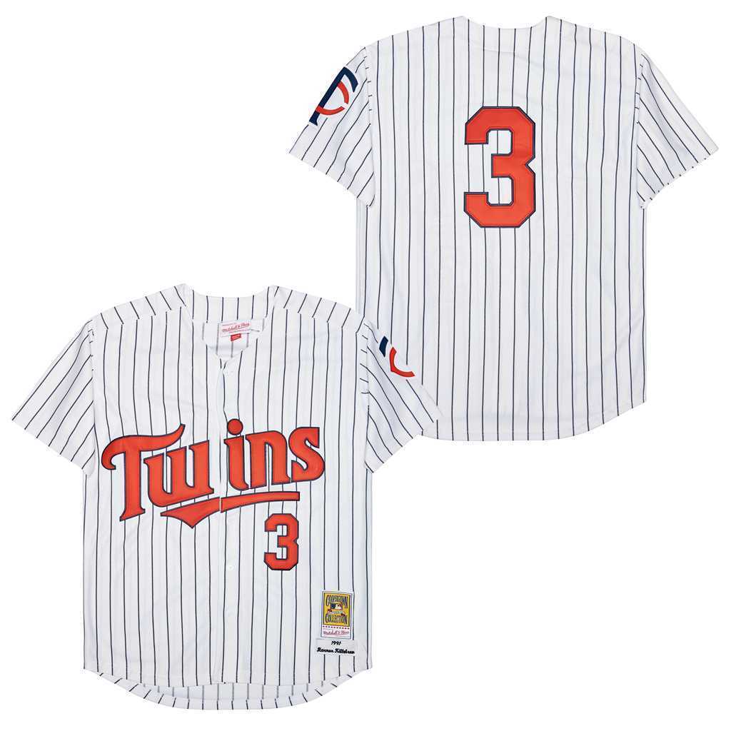 Minnesota Twins #3 Harmon Killebrew Twins 3 White Navy Stripe 1991 Retro Style 1 Baseball Jersey baseball jersey product view 1