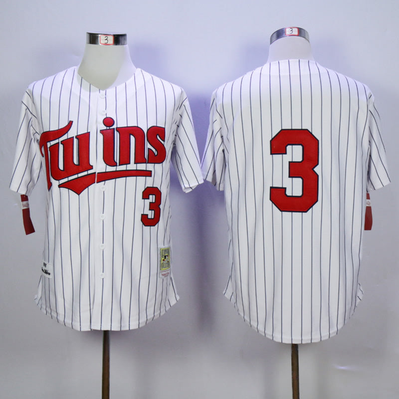 Minnesota Twins #3 Harmon Killebrew Twins 3 White Navy Stripe 1991 Retro Style 2 Baseball Jersey baseball jersey product view 1