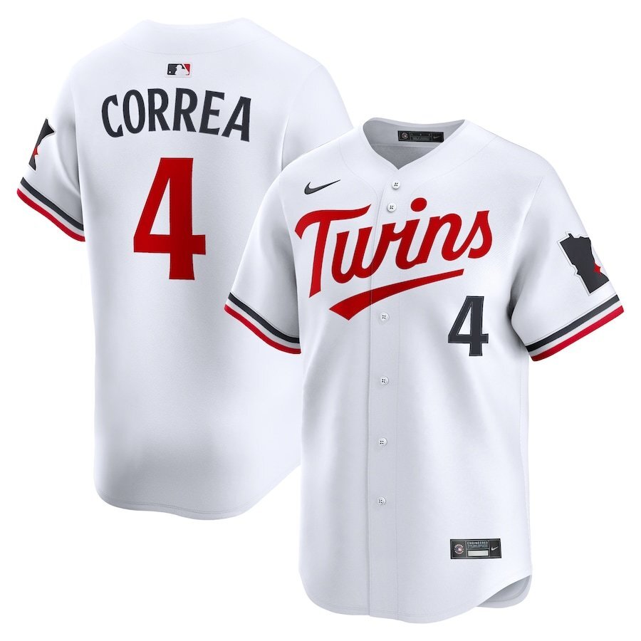 Minnesota Twins #4 Carlos Correa Home Limited Player Jersey - White Baseball Jersey baseball jersey product view 1