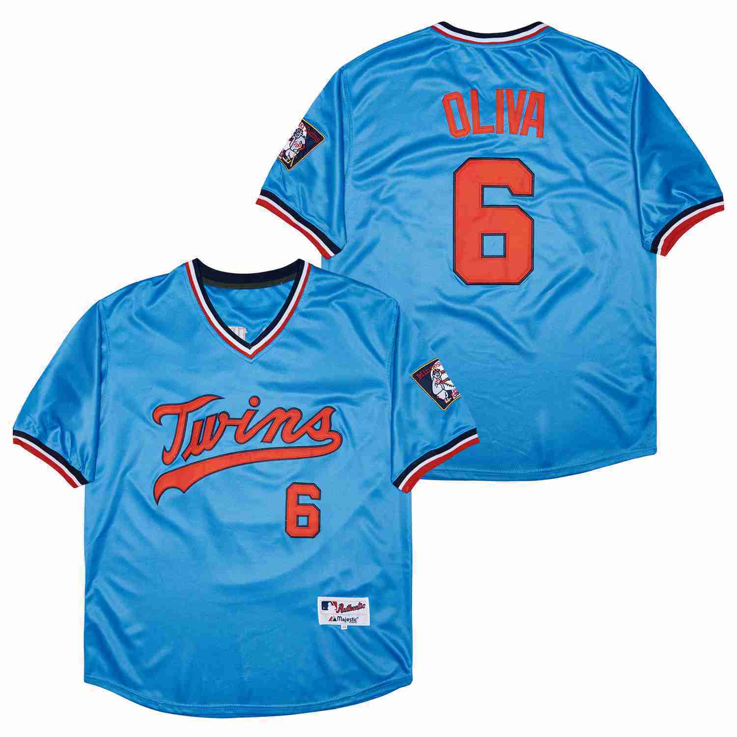 Minnesota Twins #6 Tony Oliva Twins 6 Blue Pullover Inverted Style 1 Baseball Jersey baseball jersey product view 1