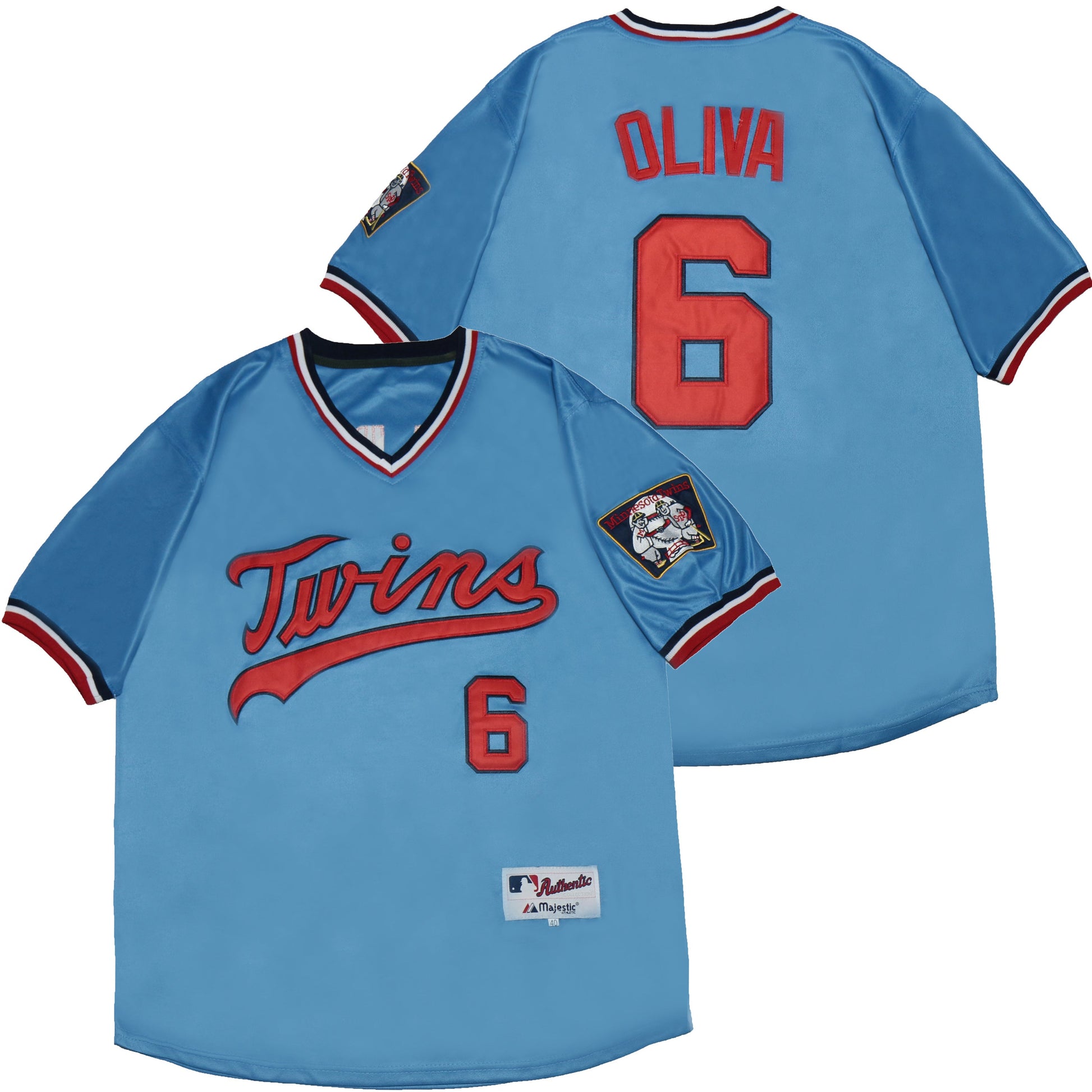 Minnesota Twins #6 Tony Oliva Twins 6 Blue Pullover Inverted Style 2 Baseball Jersey baseball jersey product view 1