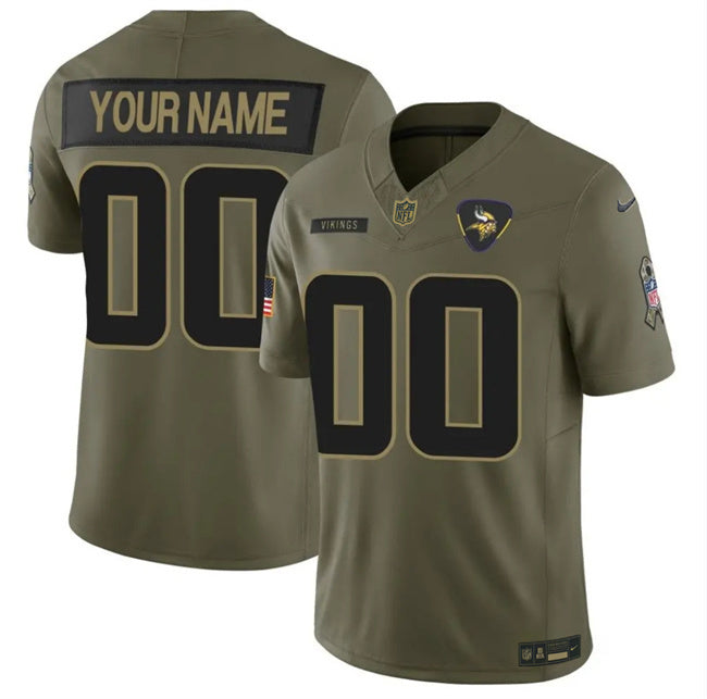 Minnesota Vikings Active Player Custom Olive 2025 F.U.S.E. Salute to Service Football Jersey football jersey product view 1