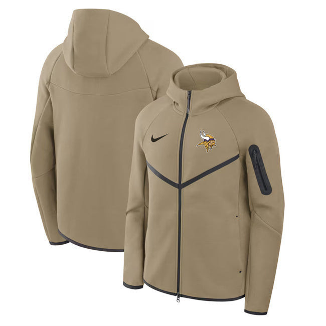 Minnesota Vikings Tan Tech Fleece Full-Zip Windrunner Hoodie Football Jersey football jersey product view 1