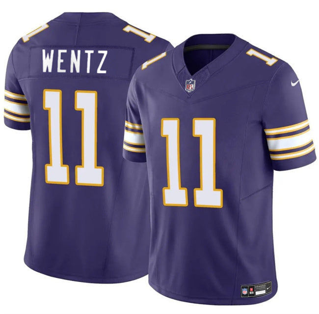 Minnesota Vikings #11 Carson Wentz Purple 2025 F.U.S.E. Throwback Vapor Football Jersey football jersey product view 1
