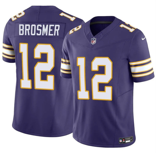 Minnesota Vikings #12 Max Brosmer Purple 2025 F.U.S.E. Throwback Vapor Football Jersey football jersey product view 1