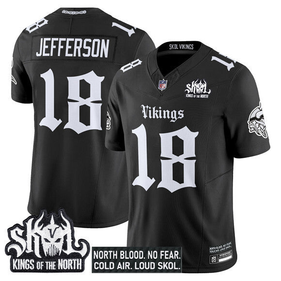 Minnesota Vikings #18 Justin Jefferson Black 2025 F.U.S.E. Kings of the North Football Jersey football jersey product view 1