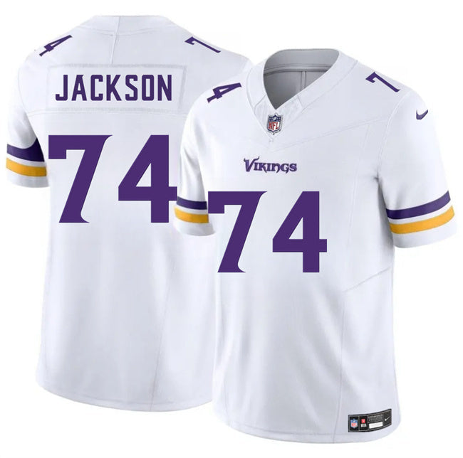 Minnesota Vikings #74 Donovan Jackson White 2025 Draft F.U.S.E. Vapor Untouchable Football Jersey football jersey product view 1