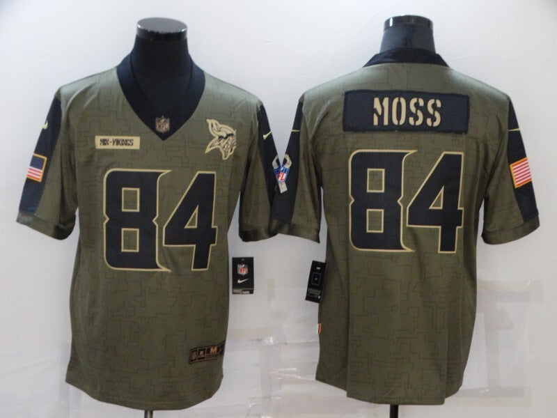 Minnesota Vikings #84 Randy Moss 2021 Salute to Service Football Jersey football jersey product view 1