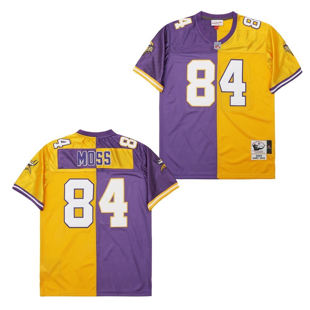 Minnesota Vikings #84 Randy Moss 84 Vikings Purple Yellow 2000 Football Jersey football jersey product view 1