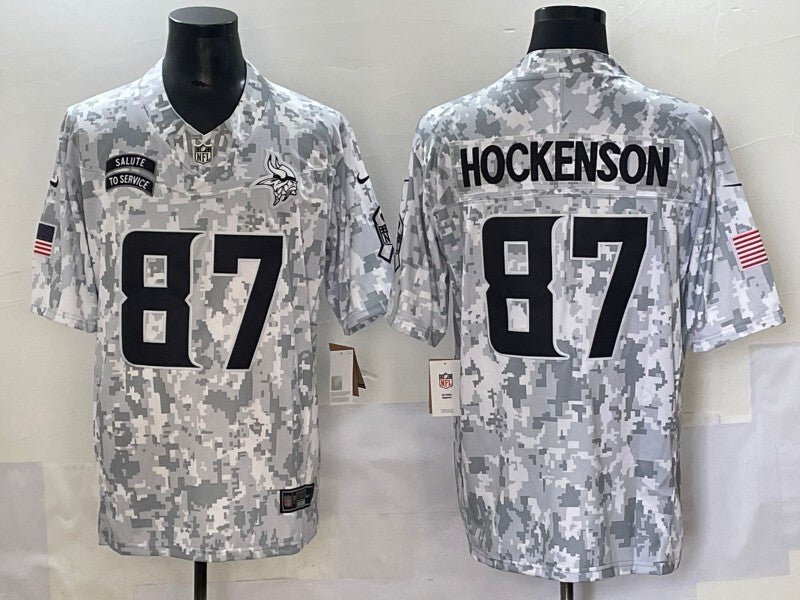 Minnesota Vikings #87 T.J. Hockenson Salute Football Jersey football jersey product view 1