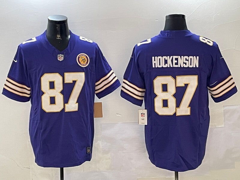 Minnesota Vikings #87 T.J. Hockenson Vikings Retro V3 Style 1 Football Jersey football jersey product view 1