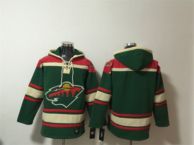 Minnesota Wild Blank Green Lace-Up Pullover Hoodie Hockey Jersey hockey jersey product view 1