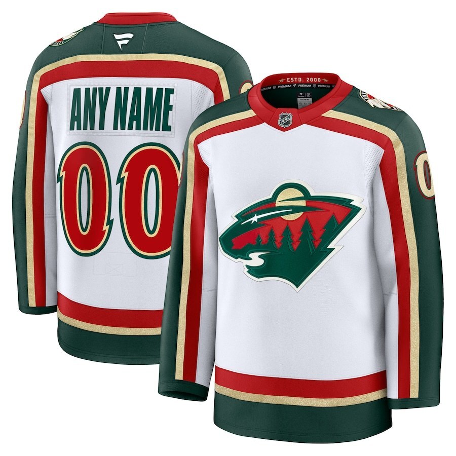 Minnesota Wild Fanatics 25th Anniversary Premium Custom Jersey - White Hockey Jersey hockey jersey product view 1