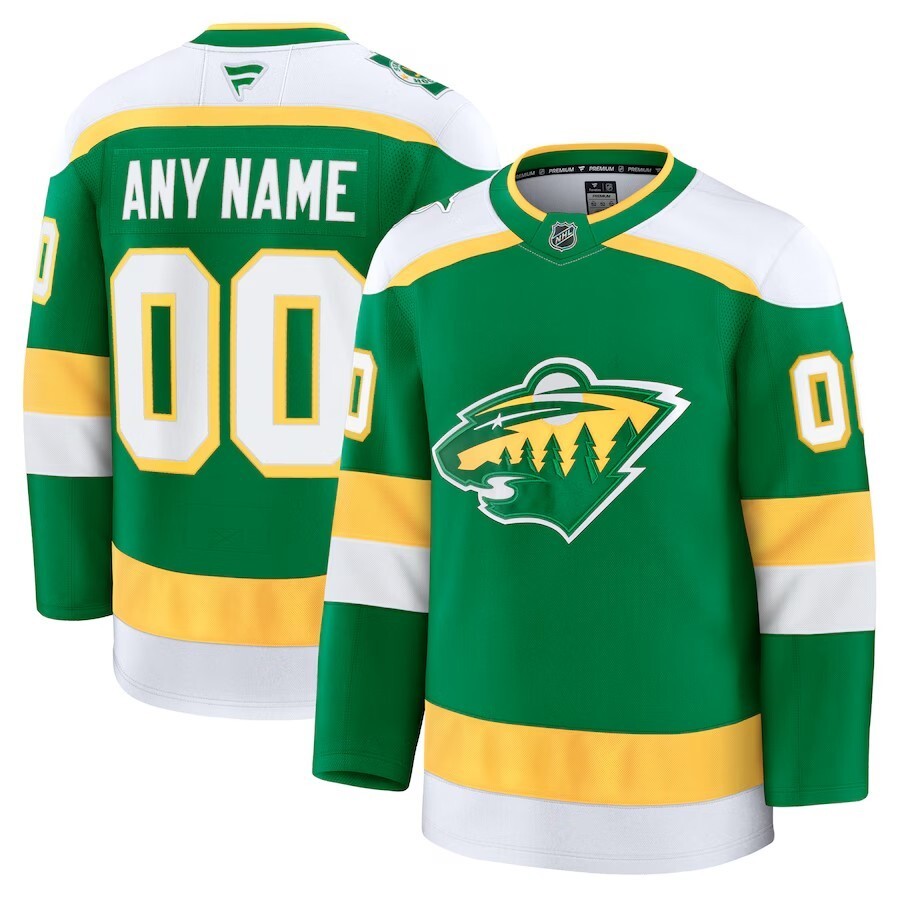 Minnesota Wild Fanatics Alternate Premium Custom Jersey - Green Hockey Jersey hockey jersey product view 1