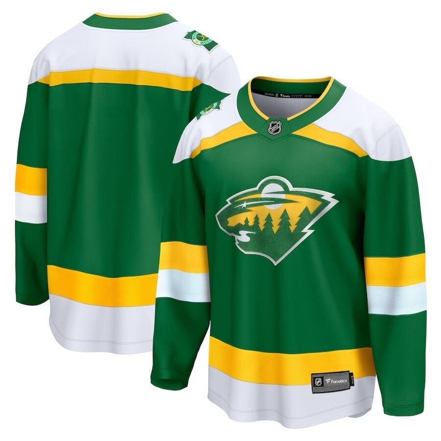 Minnesota Wild Fanatics Branded 202324 Alternate Premier Breakaway Jersey – Green Hockey Jersey hockey jersey product view 1