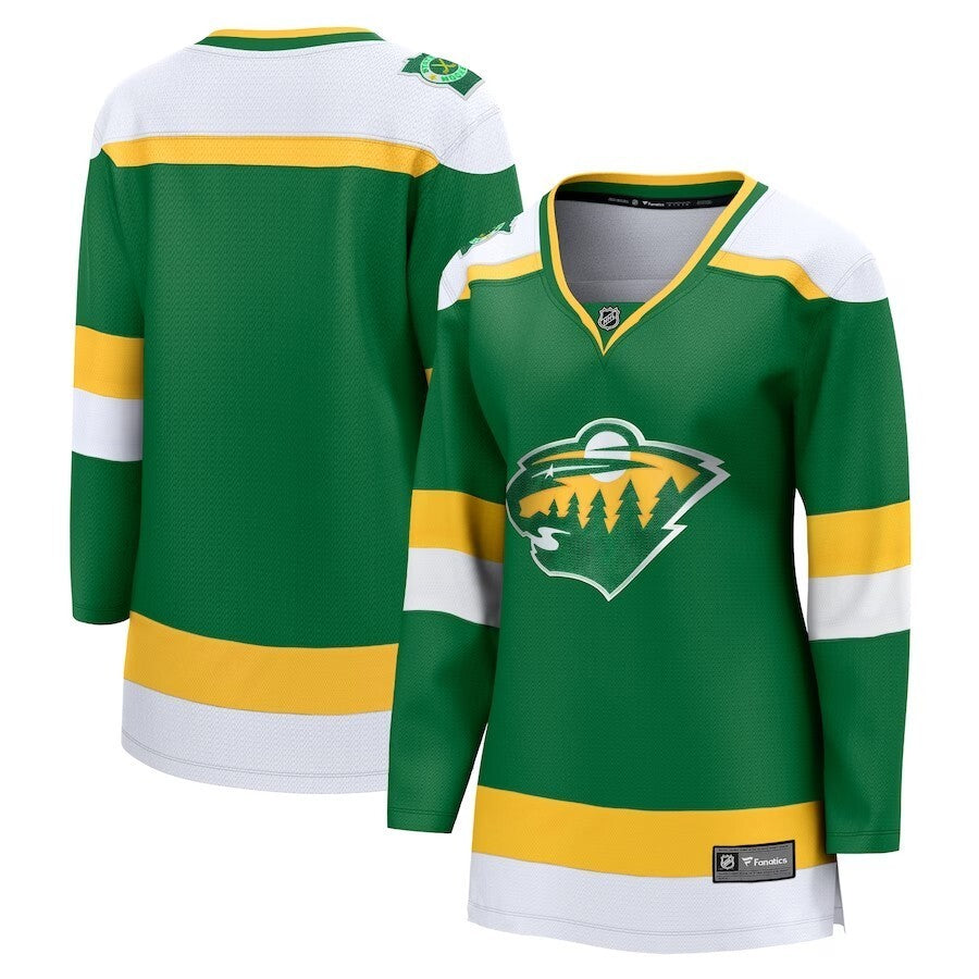 Minnesota Wild Fanatics Branded Women's 202324 Alternate Premier Breakaway Jersey – Green Hockey Jersey hockey jersey product view 1