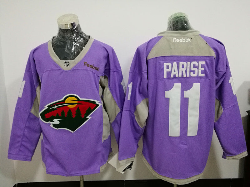 Minnesota Wild #11 Zach Parise Purple Breast cancer Hockey Jersey hockey jersey product view 1