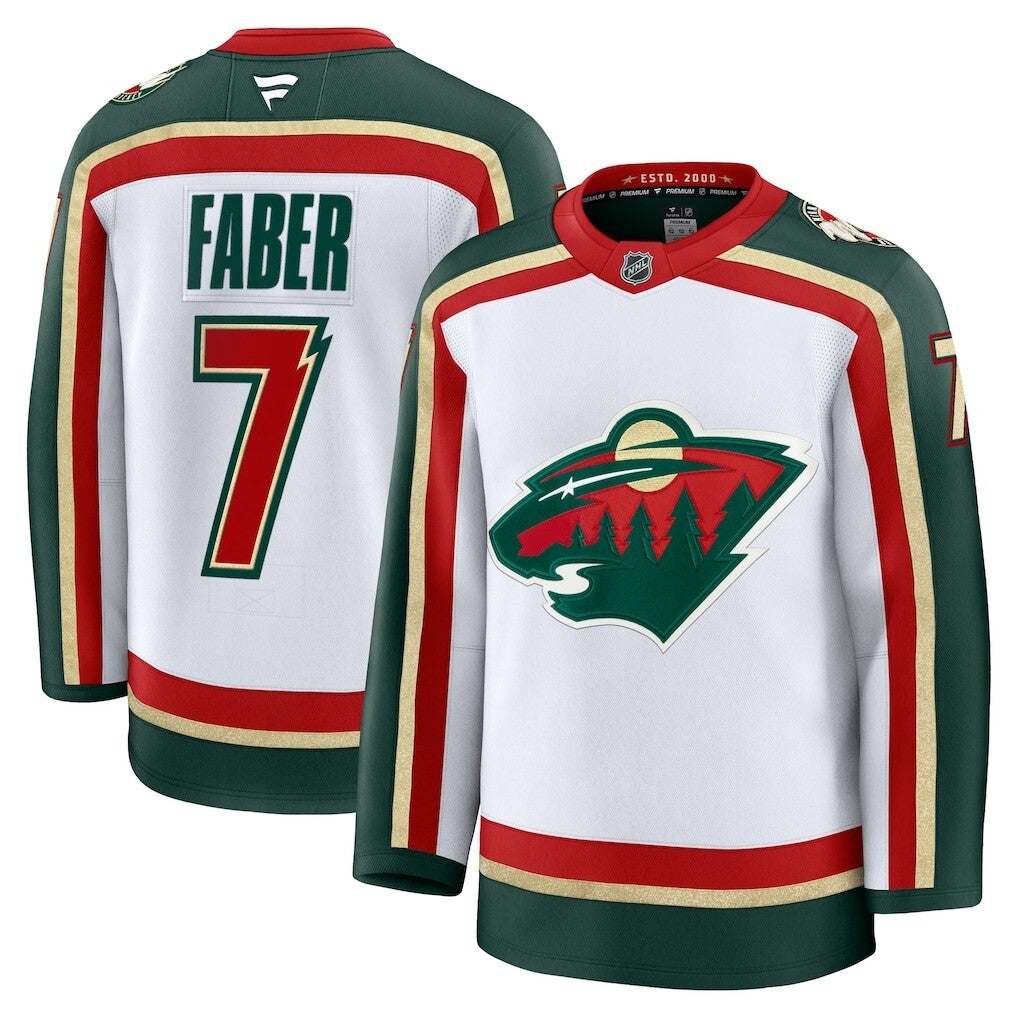 Minnesota Wild #7 Brock Faber 25th Anniversary Premium Jersey - White Hockey Jersey hockey jersey product view 1